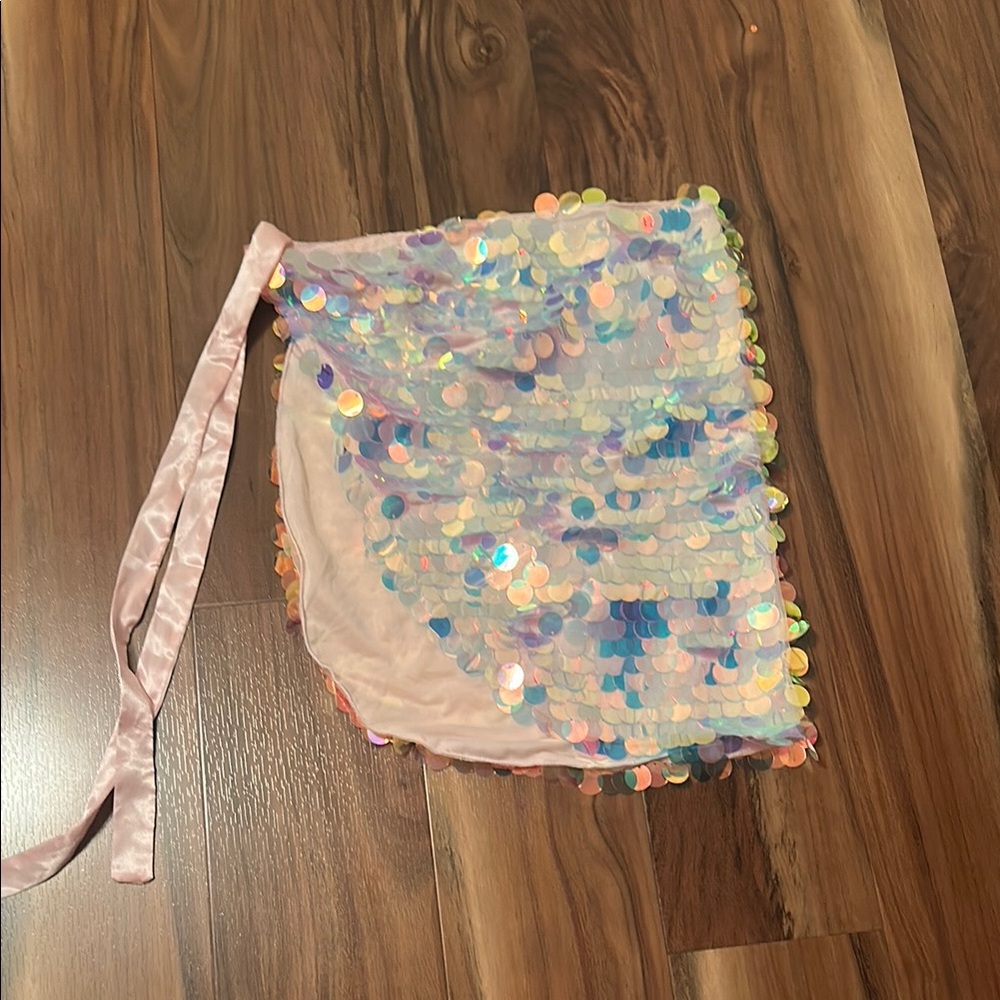 Missguided Sequin Disc Skirt with Pink Tie